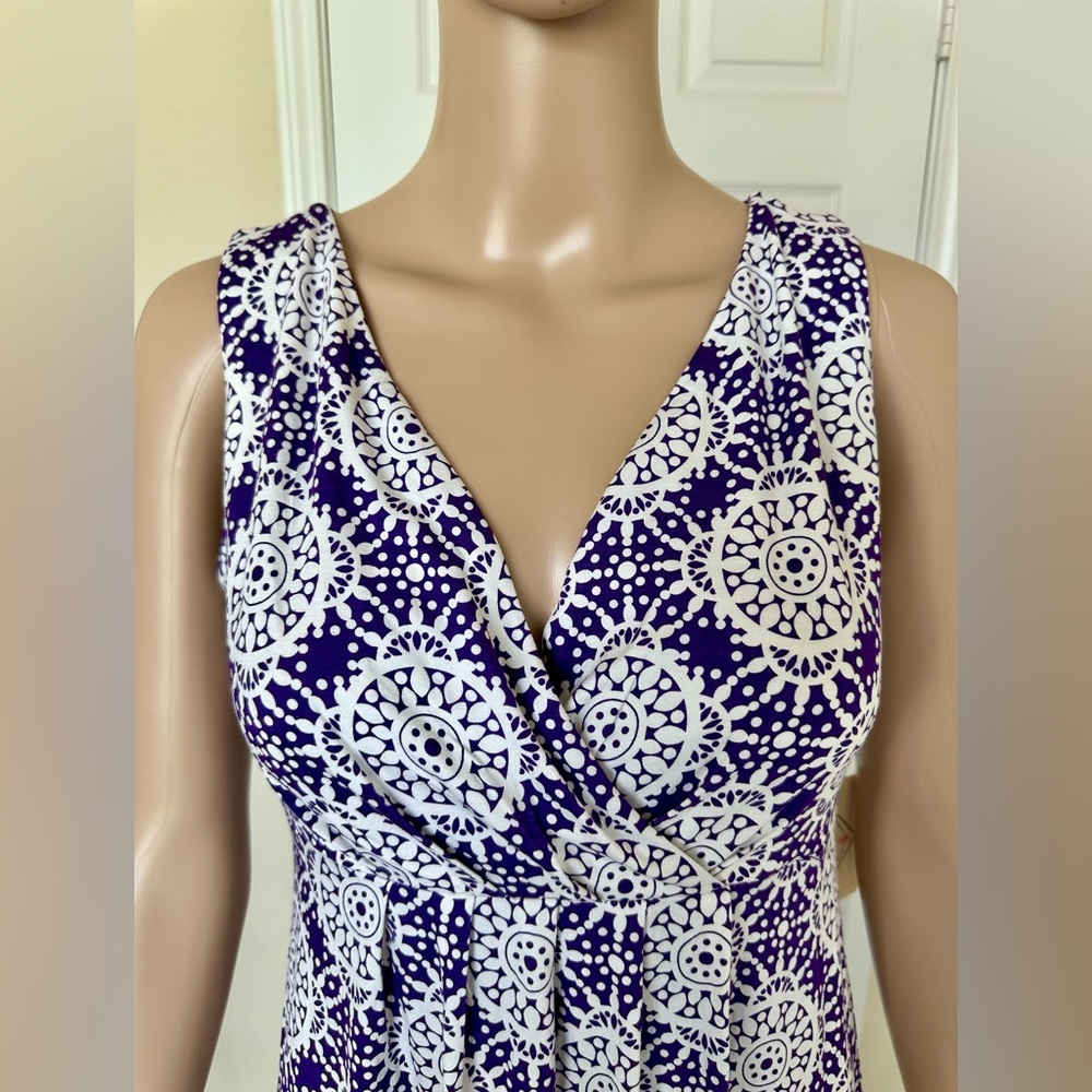 St. John's Bay Navy and White Patterned Midi Dress - Picture 2 of 8